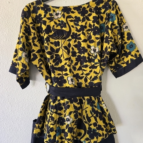 African Print Women's Floral Print 2PIECE Set Skirt&Open Top W Belt art to wear - Picture 4 of 11